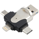 Lector de tarjetas TF 4 en 1 de 8 pines + USB-C/Tipo-C + Micro USB + USB 3.0 macho, 4 en 1